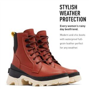 SOREL Brex Lace Boots Womens Size 9 Reddish Brown Maroon Statement Wear New!
